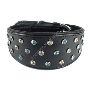 Genuine Leather Dog Collar with Diamante